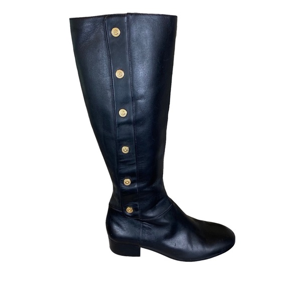 Nine West Shoes - Nine West Womens Oreyan Black Leather Round Toe Knee High Fashion Boots Size 7.5